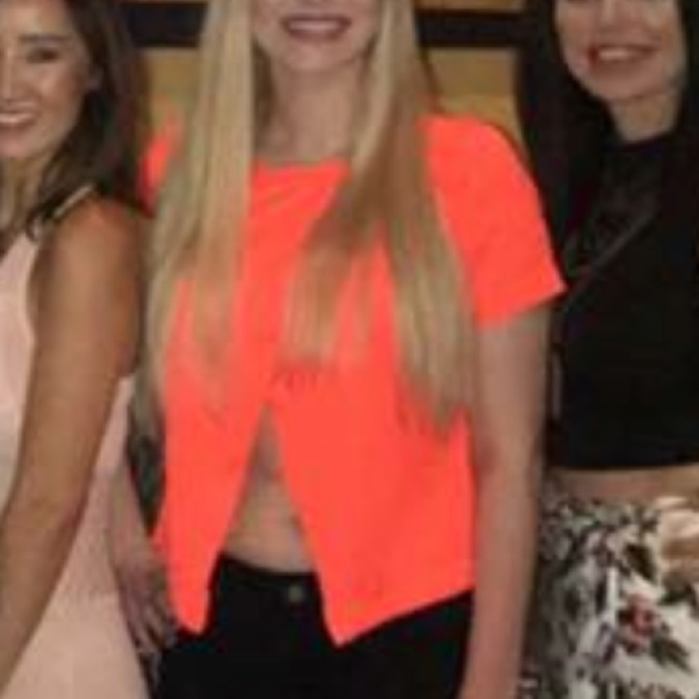 Neon orange front slit open small top